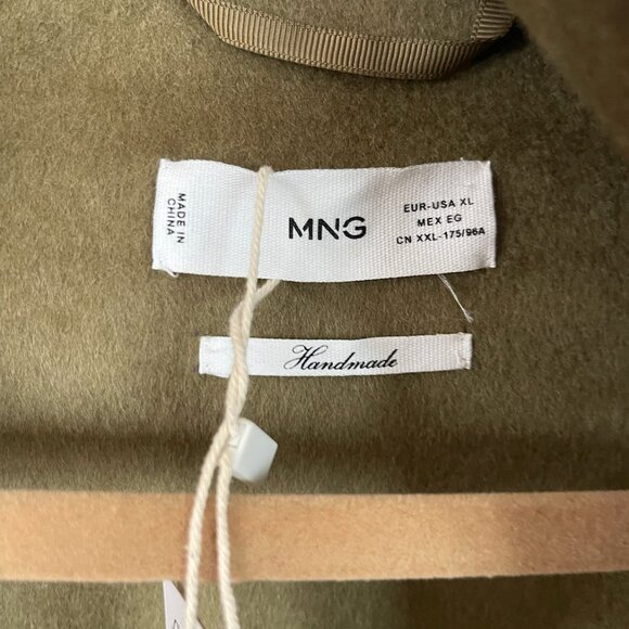 NWT Mango Olive Wool Long Coat with Belt – Size XL - Picture 6 of 9